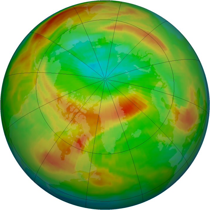 Arctic ozone map for 16 April 1997